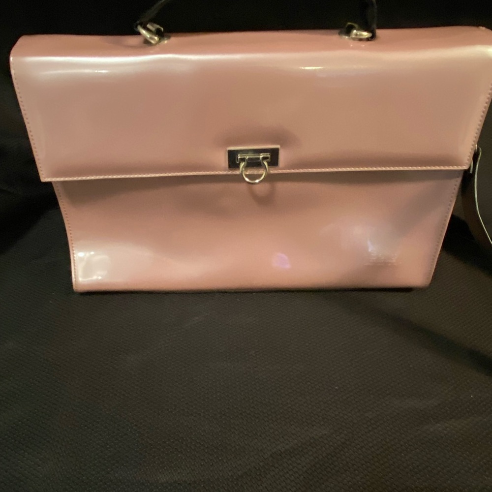 Beijo Vintage Business Class shiny pink patent leather Laptop Bag.